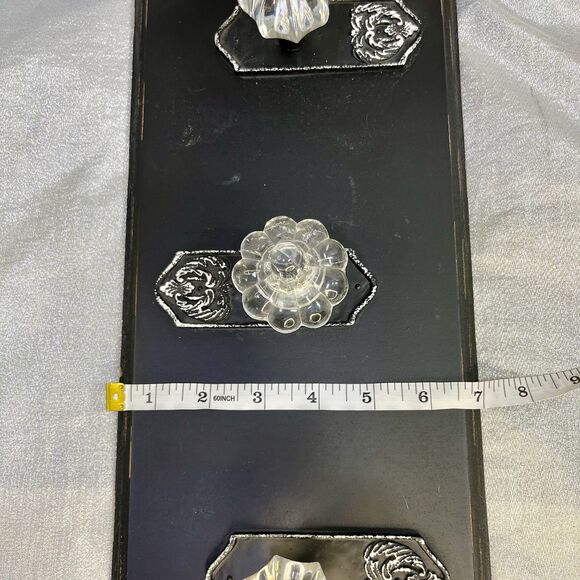 Shabby Chic Farmhouse Decor Wood Hanging Rack Acrylic Crystal Knobs - Picture 5 of 5